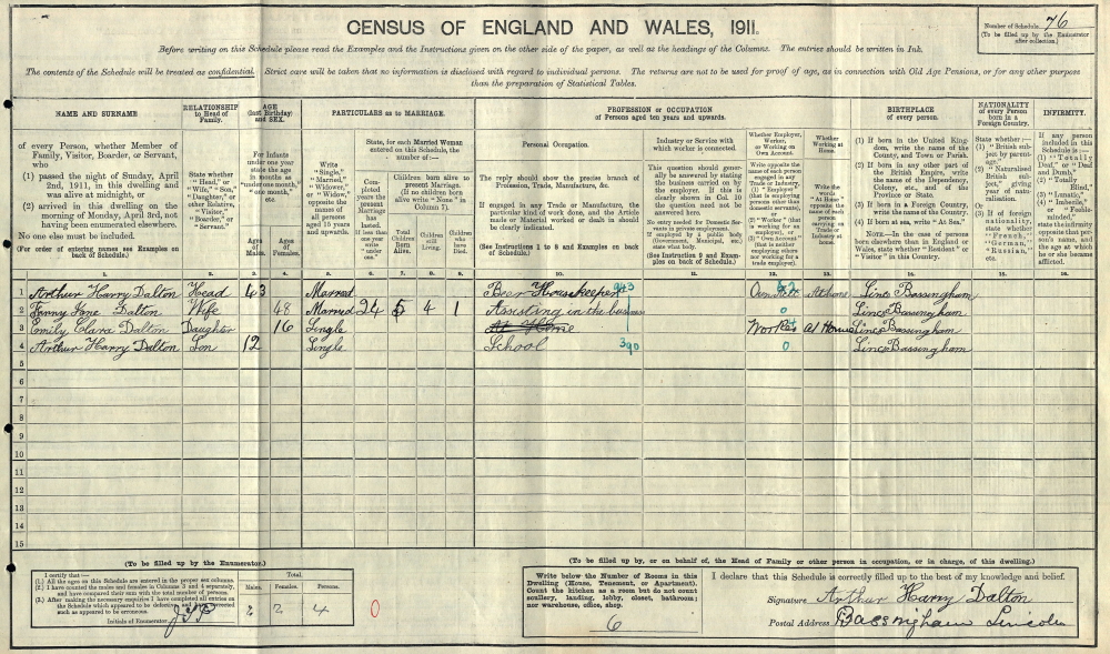 1911 Census DALTON