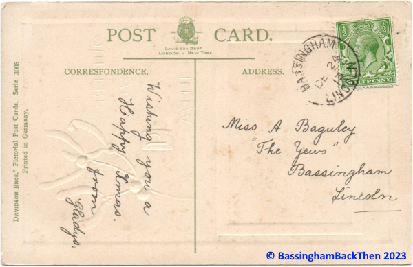 1913 Yews postcard back